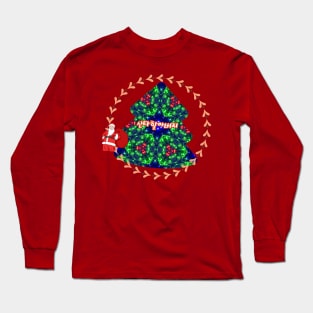 Christmas tree and Santa Claus. Long Sleeve T-Shirt